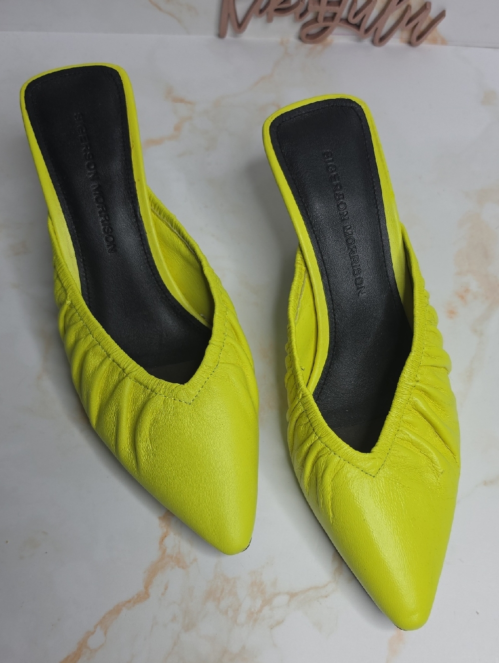 Sigerson Morrison Betsey Pointed Toe Leather Mule New Size 6